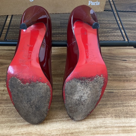 Christian Louboutin Ron Ron 100mm Burgundy patent calf pumps 39.5 - Picture 4 of 12